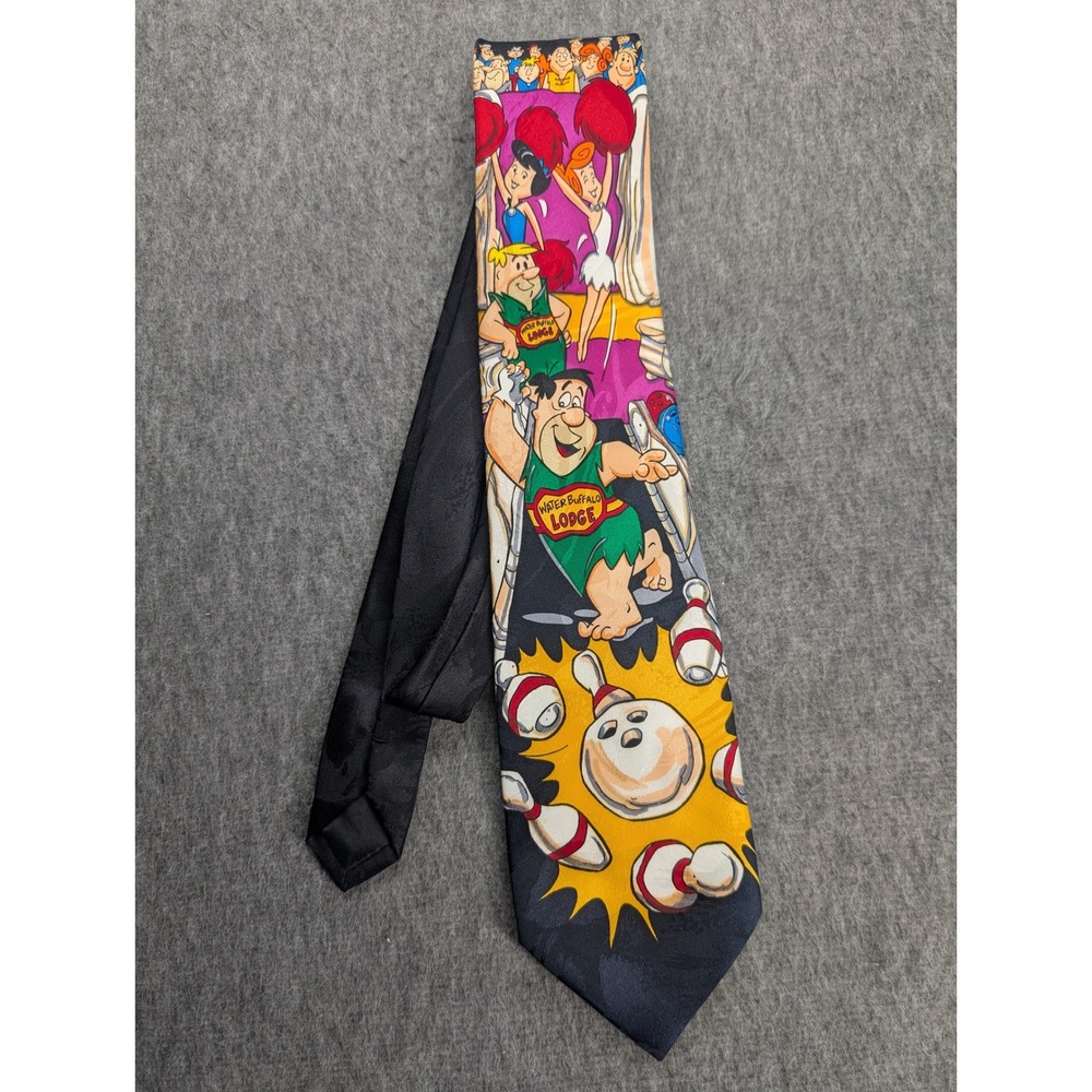 Vintage 1993 Hanna-Barbera The Flintstones Bowling Fred Flintstone Necktie Tie
